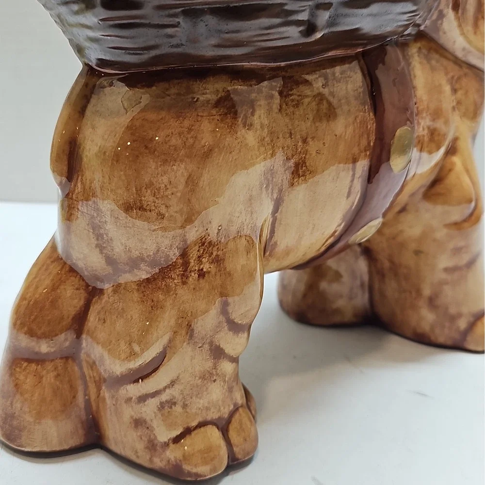 Vintage 1970s Glazed Ceramic Elephant Planter
